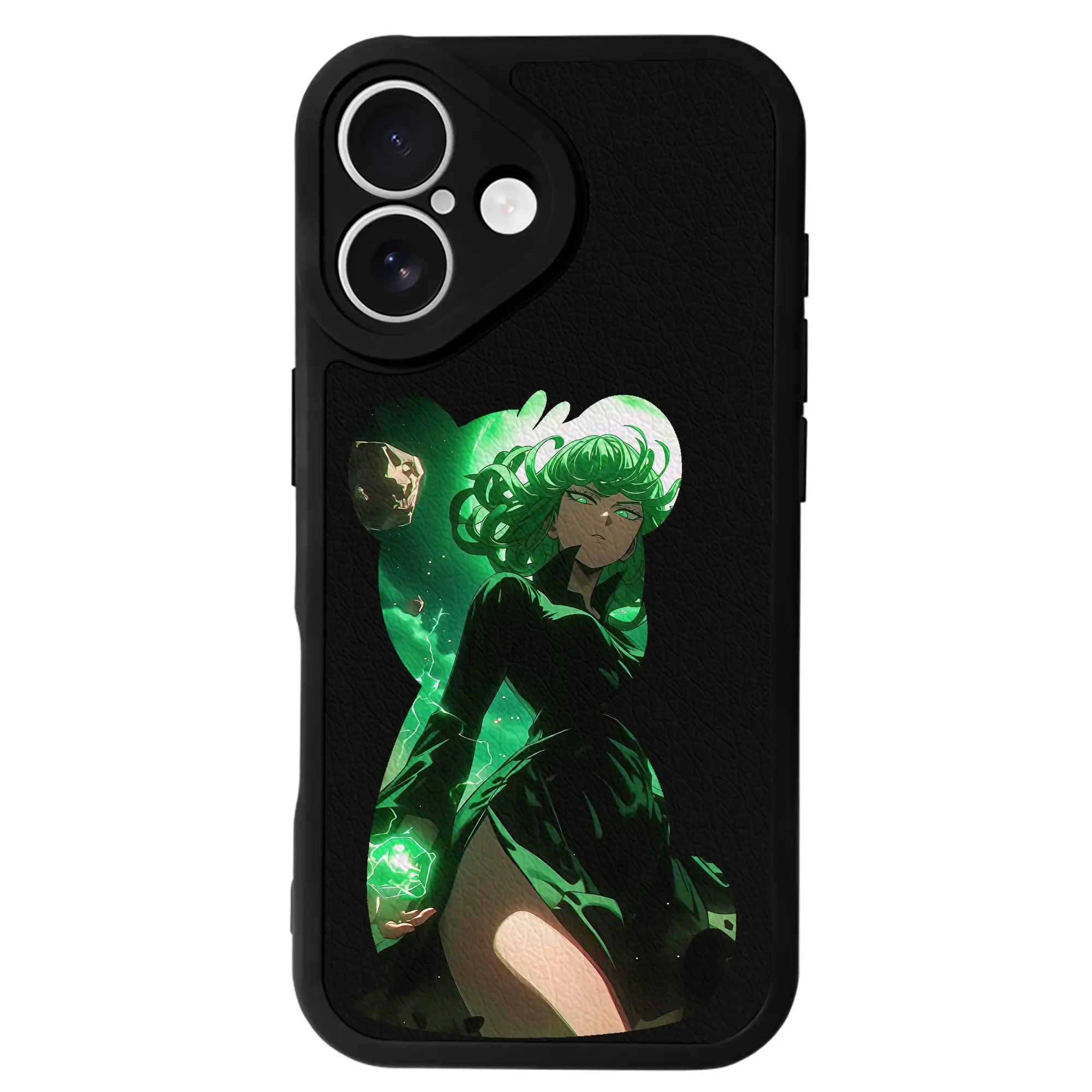 ワンパンマン グッズ 戦慄のタツマキ - IPhone 16シリーズ対応 ・ シリコンスマホケース ・ レザー調 ・ 高精度フィット ・ 耐衝撃 ・ ワイヤレス充電対応 ・ 精密カット